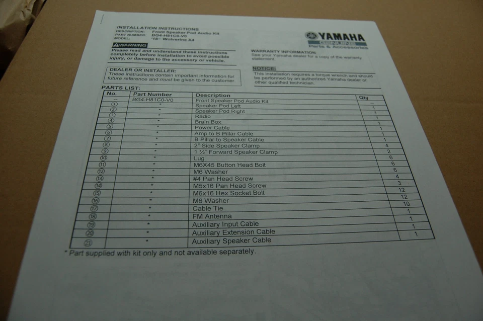 NEW GENUINE Yamaha BG4-H81C0-V0-00 2 Speaker W/Head Unit No Top FACTORY OEM PART - Image 4 of 4