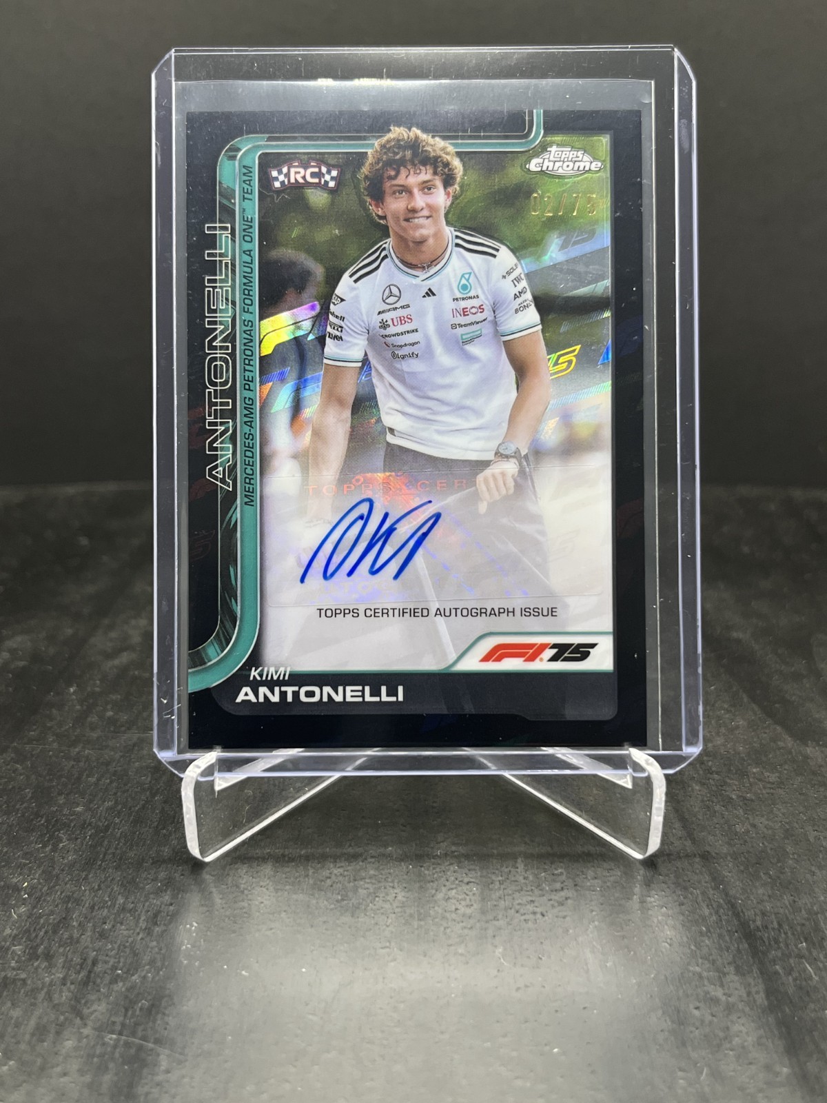 2025 Topps Chrome F1 Kimi Antonelli RC Autograph Auto 75th Annv. 02/75 #CAC-ANT