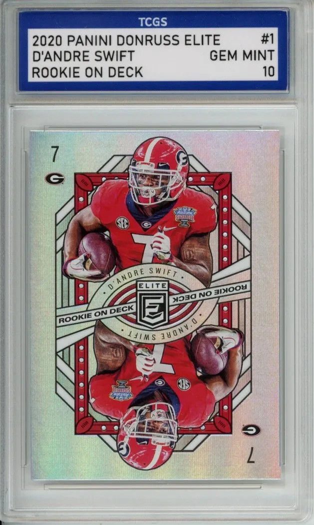 2020 PANINI DONRUSS ELITE ROOKIE ON DECK #1 D'ANDRE SWIFT RC TCGS GEM MINT 10 N1