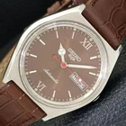 VINTAGE SEIKO 5 AUTOMATIC 6309A JAPAN MENS BROWN COLOR DIAL WATCH a500813-1