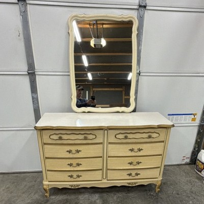 French Provincial Antique Bedroom Set Dresser Nightstands Vanity Chair Cream  Go | eBay