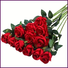 12pcs Realistic Artificial Rose Bouquet for Weddings, Birthdays, and More