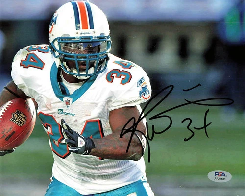 Ricky Williams Signed Miami Dolphins Football 8x10 Photo PSA Autographed