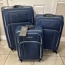Tavelers Choice Lares Softside Expandable Luggage w/Spinner Wheels, Navy-3 PCS