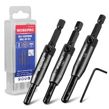 WORKPRO 3-Piece Self Centering Drill Bit Set, Durable HSS 3/32", 7/64", 1/8"