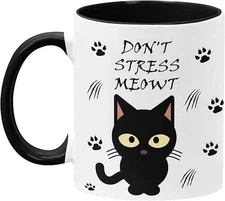 Don't Stress Meowt Cat Lover Mug 11oz – Funny Cat Ceramic Coffee Cup