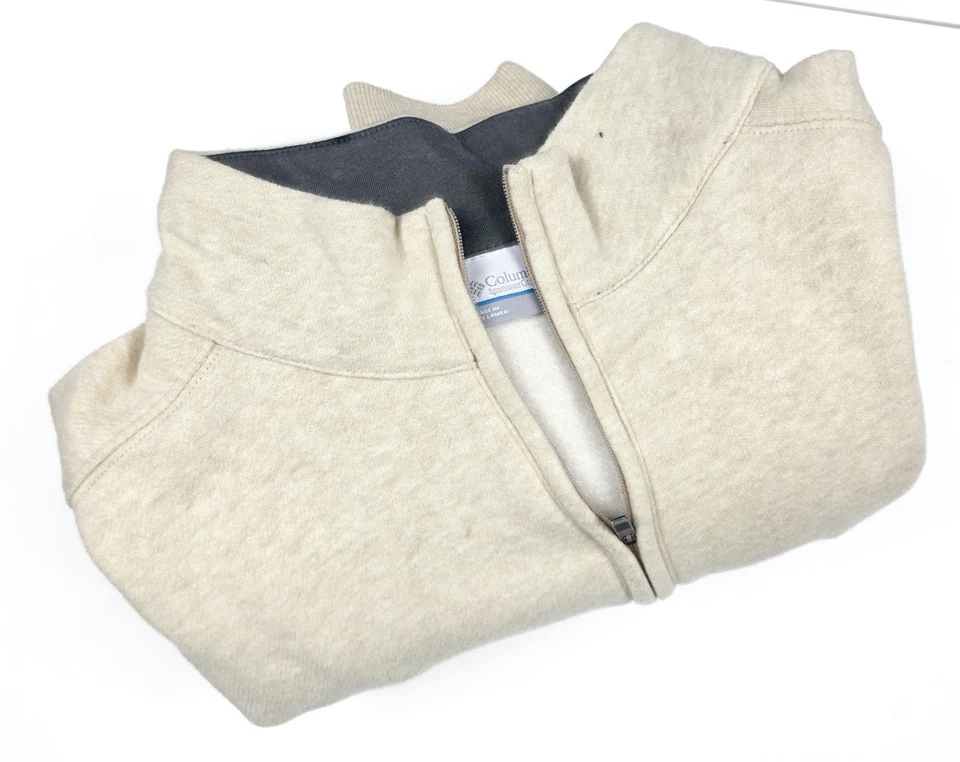 Columbia Cream 1/4 拉链人造羊毛衬里 L/S 模拟领毛衣男式 L 码 — 第 3/4 张图片