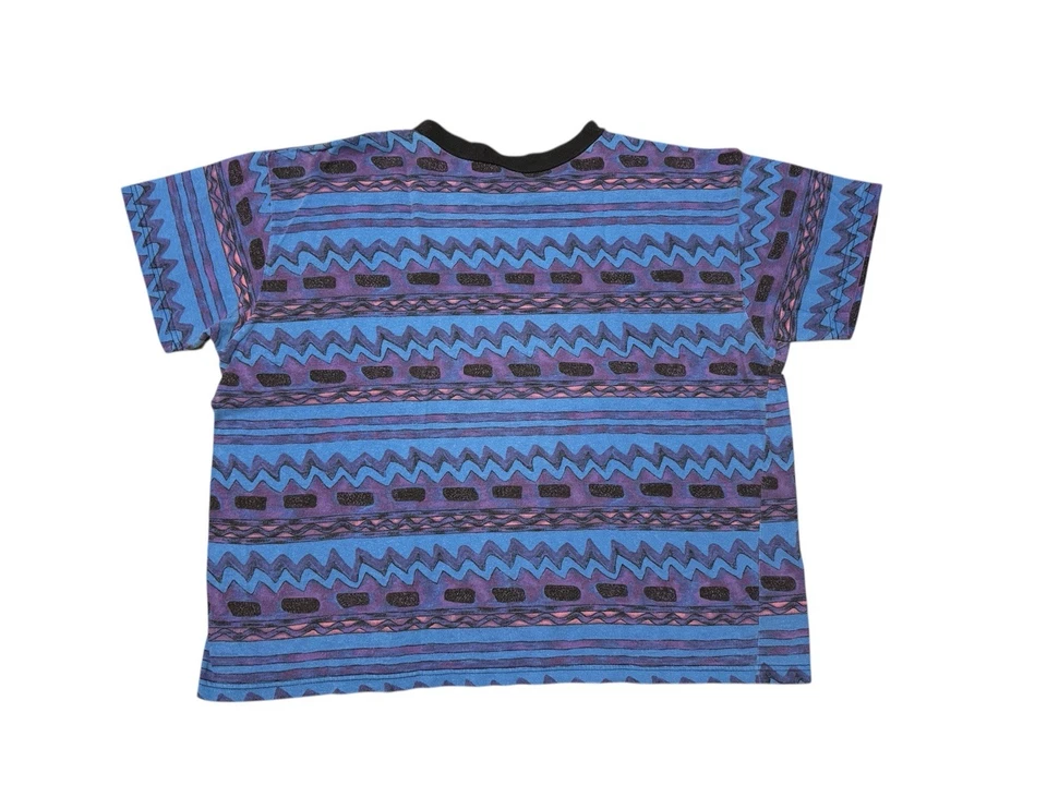 Pro Spirit 复古全印花 T 恤,带紫色抽象图案 Xl 90s — 第 2/4 张图片