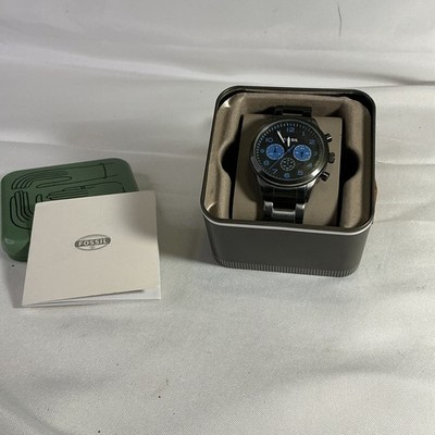 FOSSIL MEN S QUARTZ WATCH BQ2124 BLACK DIAL  NEW IN BOX-WORKS