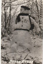 C5 - Cp Cartolina Augurale Natale Anno Pupazzo di Neve - Fp Vg