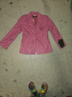 Pamela McCoy Women's Pink Jacket M Button Front Lined Satin Short Solid