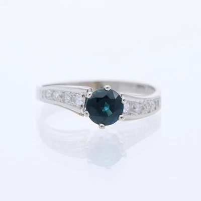 Bague saphir diamant 0,63 ct or 585 14 carats bijoux détaillés - Photo 1/4