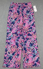 Lilly Pulitzer Grenada Pants Women s S Pink Blue UPF 50 Wicking Knit Floral NWT