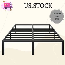 Queen Metal Bed Frame, 14" Heavy-Duty Platform, No Box Spring, Sturdy & Easy Ass