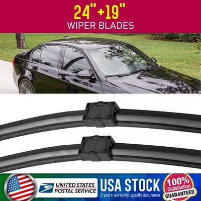 Waterproof 24''&19'' 1Pair Windshield Wiper Blades Side lock OEM Replace QUALITY