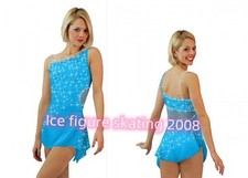Figure Skating Costume Rhinestone Long Sleeve Competition Skating Dress for Girl