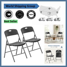 Stylish Black Folding Chairs for Dining  Events - Set of 2, Lightweight Design