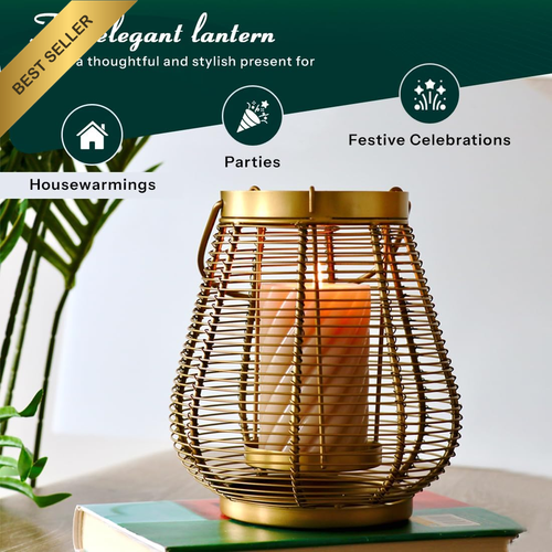 Drop Metal Lantern Candle Holders for Pillar & Tea Lights, Hanging Tabletop - Picture 4 of 12