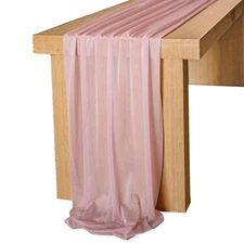 10 Feet Dusty Rose Chiffon Table Runner Sheer Wedding Table Cloth 29x120 Inch...