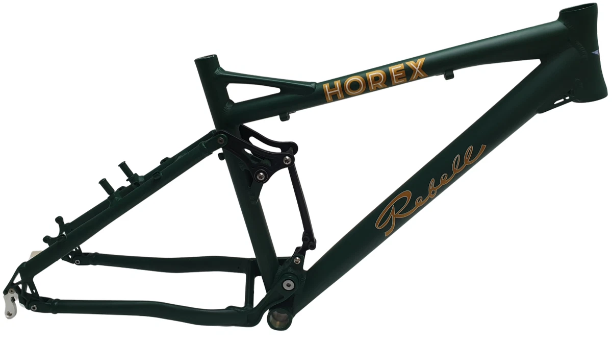 26" Fahrradrahmen "Horex Rebell", alu, gefedert, dunkelgrün, Unterlackdekor,