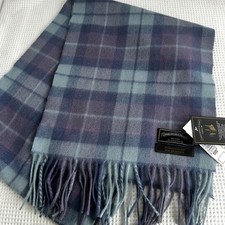 New James Pringle Weavers Blue  purple Tartan Scarf 100 Wool Ferguson