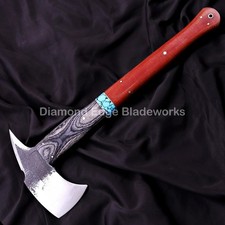 Handmade Full Tang Tomahawk 5160 Steel Axe G10 Exotic Wood Handle Sheath