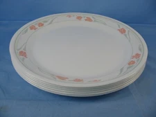 Corelle Peach Garland 10 1/4" Dinner Plates Set of 6, Vintage Used