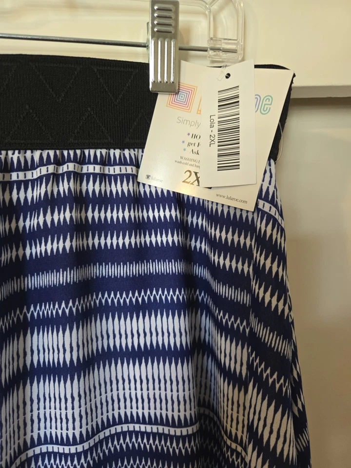 Falda Lularoe Mujer 2XL Cintura Elástica Forrada LOLA Rayas Azul Blanco NUEVA con Etiquetas Foto 3 de 4