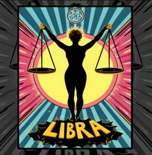 Libra Pop Art Zodiac Poster Printable Wall Art Instant