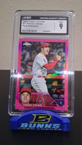 SHOHEI OHTANI 2023 Topps Chrome Pink Refractor Card #17 SP CGC 9 DODGERS/ANGELS