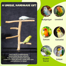 Natural Wood Bird Perch Play Stand for Parakeets/Cockatiels Multi-Level Cage
