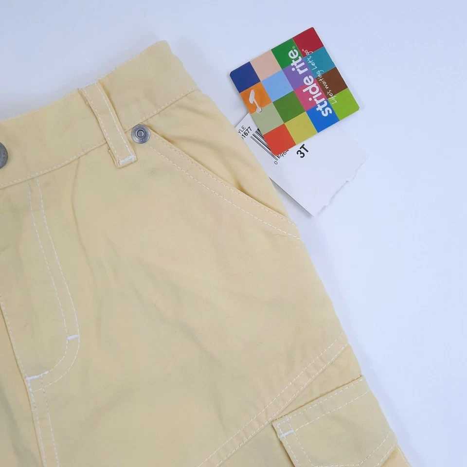 Pantalones Cortos de Carga Stride Rite Niños 3T Amarillo Algodón A Presión Elástico Cintura Bolsillos Tortuga Foto 3 de 4