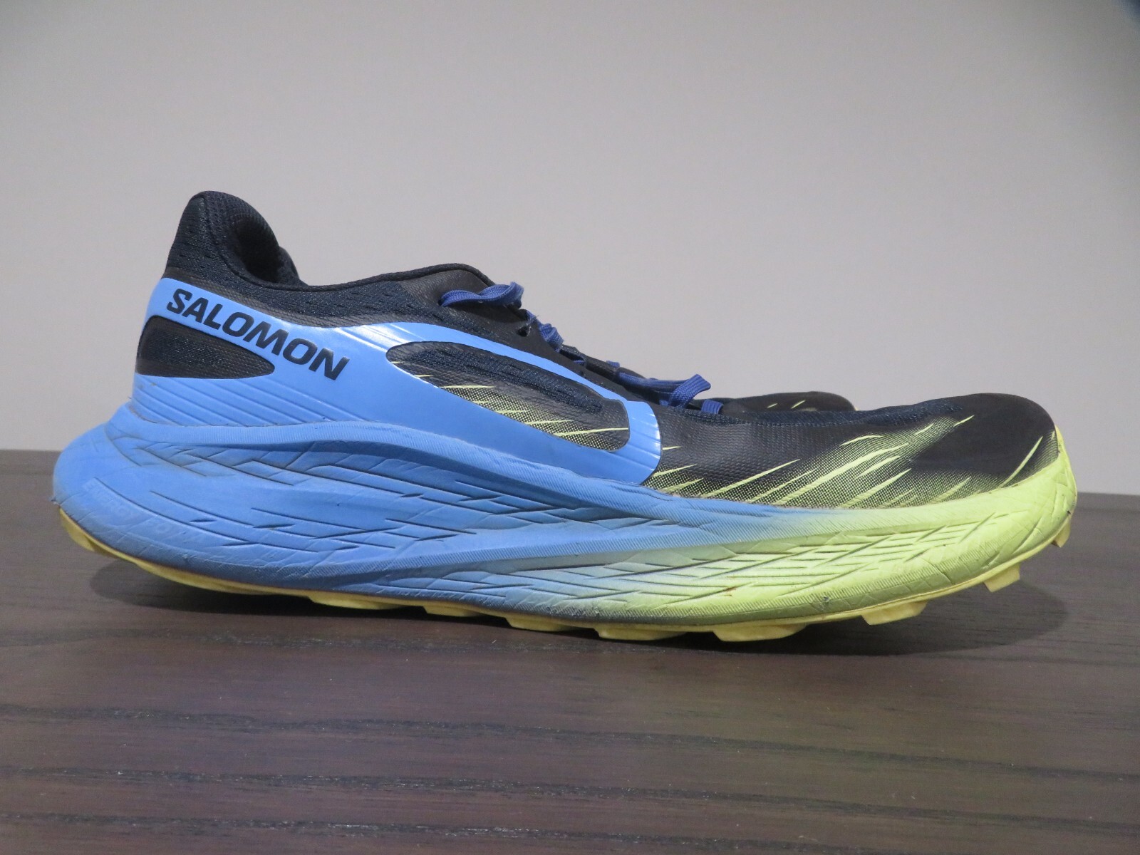 Scarpe Salomon Glide Max Trail Uomo 12 Blu Giallo Trail Running Sneaker Cuscino