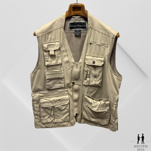 Field & Stream Cotton Canvas Khaki Fishing Vest Mesh Lined L Large Cotton - Picture 5 of 8