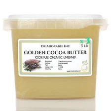 GOLDEN COCOA BUTTER ORGANIC RAW Grade A PRIME PRESSED UNREFINED 2 OZ UP TO 12LB