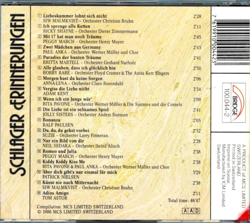 CD Musik - Schlager Erinnerungen aus den 60ziger Jahren - Bild 2 von 2