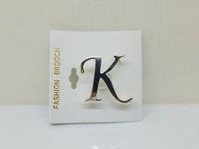 Letter "K" Initial Fashion Brooch Pin Lapel Pin Silver Tone