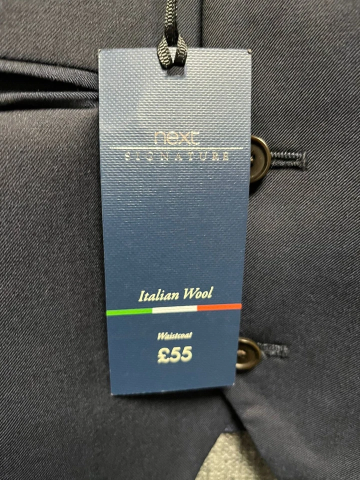 Next Signature Italian Wool Navy Blue Waistcoat 38" TD027 KK 11 - Image 2 of 3