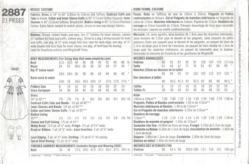 Simplicity 2887 pattern uncut sz 16-24 history costume civil war southern belle - Picture 2 of 2