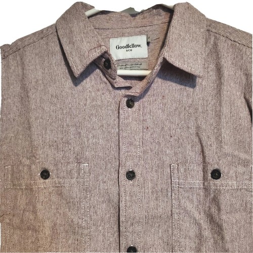 Goodfellow & Co Shirt Mens Small Burgundy White Long Sleeve Button Down New - Picture 3 of 4