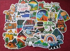 50pc. CAMPING WATERPROOF VINYL STICKERS/DECALS
