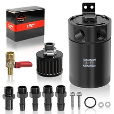Oil Catch Can Kit Baffled Reservoir Tank Engine Black Polish Universal Aluminum