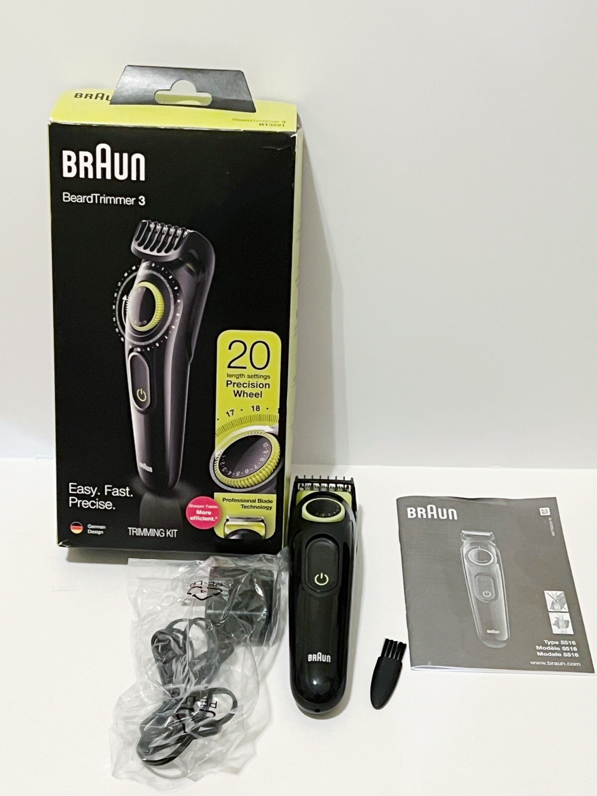 Braun Cordless & Rechargeable Beard Trimmer 3 20 length Precision Dial Shaver