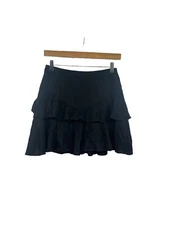 Superdown Revolve Becky Mini Skirt Ruffle Tiered Black size S New