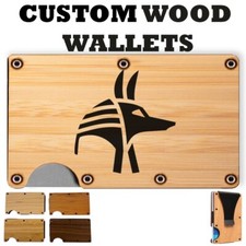 ANUBIS MYTH EGYPTIAN GOD - Slim Minimalist Wallet - Laser Engraved Wood Wallet