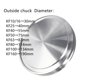 Stainless Steel Sanitary Vacuum End Cap - Fits KF10, KF16, KF25, KF40, KF50, KF63, KF80, KF100