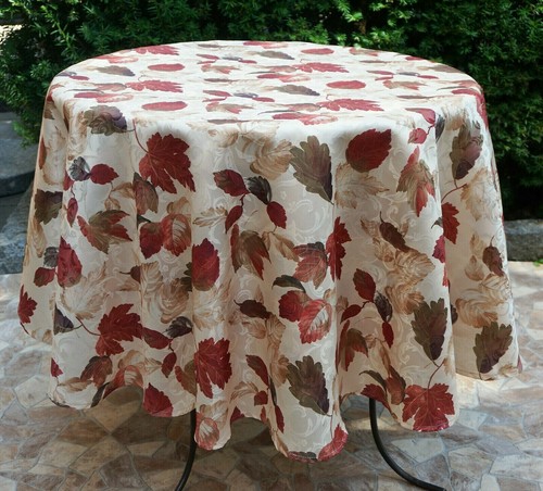 Tischdecke Herbst Blätter Läufer Kissen Creme-bunt Blätterdruck Leinenoptik 1572 - Bild 30 von 37