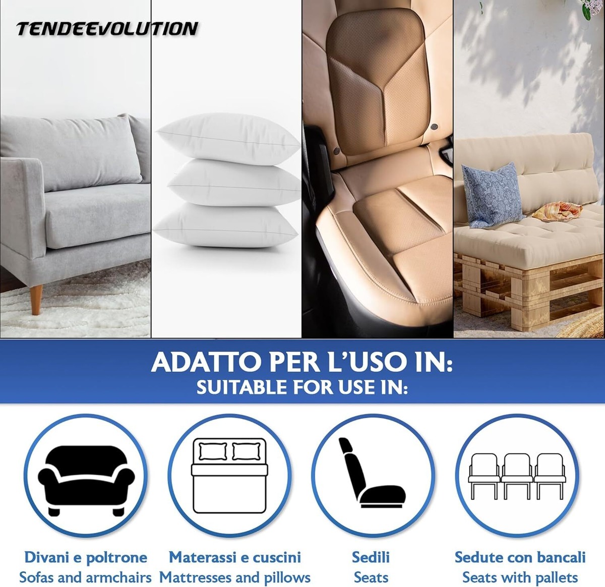 Divano Gommapiuma Imbottitura 60x60cm Spessori 10/12cm, Densità