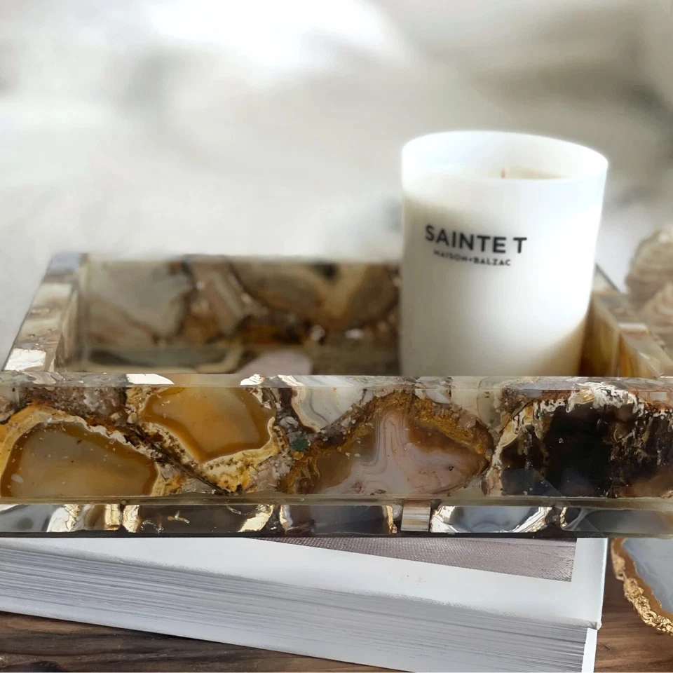 Bandeja para servir ágata de 10"x6" juego perfecto para bandeja de cocina, bandeja de baño de cocina Foto 3 de 4