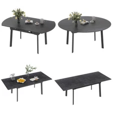 Easy Extendable Dining Table 6-8 People Sintered Stone Expandable Tables Black